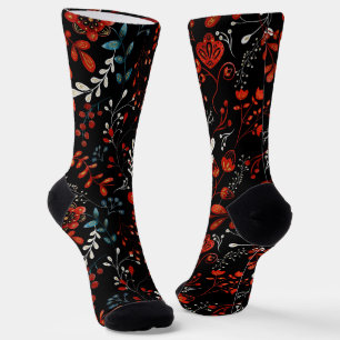Intricate floral pattern with gold and white  sock