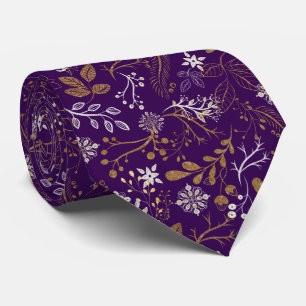 Intricate floral pattern with gold and white  tie