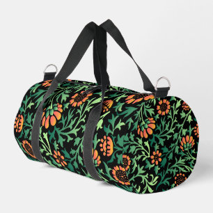 Intricate Floral Pattern with Green Leaves Duffle Bag
