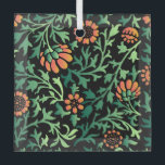 Intricate Floral Pattern with Green Leaves Glass Tree Decoration<br><div class="desc">Seamless pattern with orange and pink flowers and green leaves on a black background. The design is vibrant,  bold,  and intricate.</div>