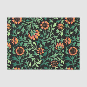 Intricate Floral Pattern with Green Leaves Tissue Paper