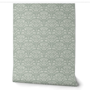Intricate Floral Scallop Arts and Crafts Style Wallpaper