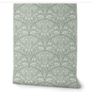 Intricate Floral Scallop Arts and Crafts Style Wallpaper