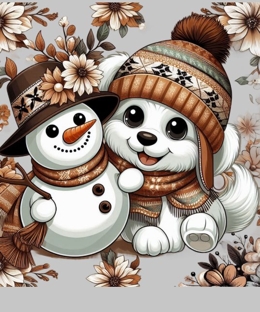 Intricate Floral Winter Wonderland: Adorable Dog  (Collar)