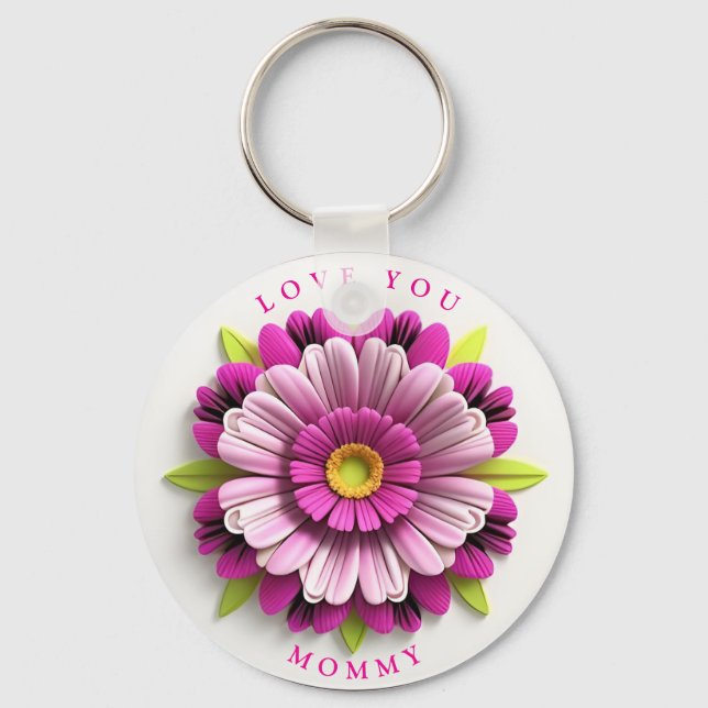 Intricate Flower Artwork Key Ring (Front)