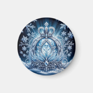 Intricate Frost-Covered Crown With Glittering Gems Magnet