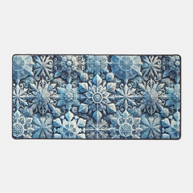 Intricate Frost-Inspired Ornamental Patterns Desk Mat (Front)