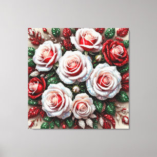 Intricate Gem Embellished Floral Design Canvas Print