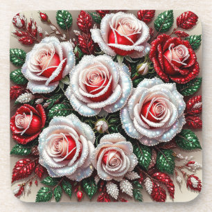 Intricate Gem Embellished Floral Design Coaster