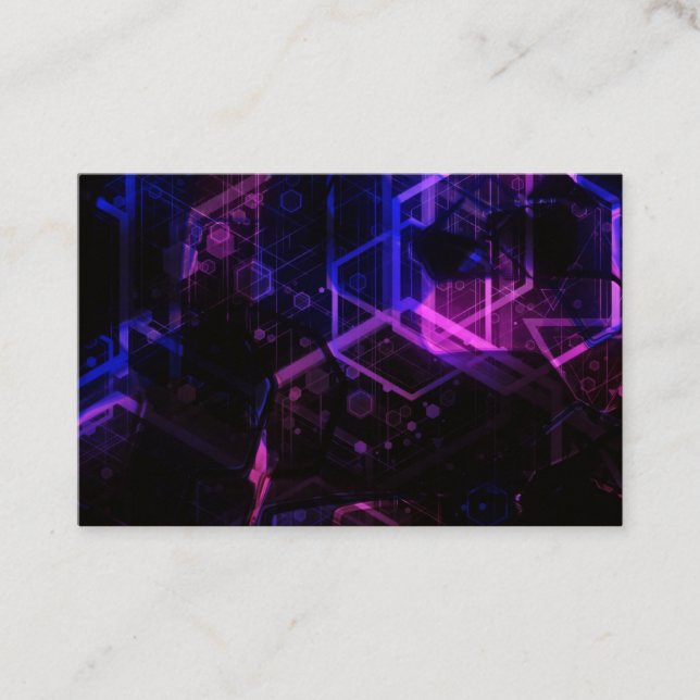 Intricate geometric colour neon pattern business card (Front)