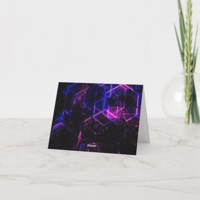 Intricate geometric colour neon pattern thank you card (Back)