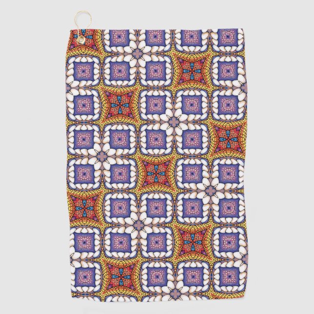 Intricate Geometric Floral Pattern  Golf Towel (Front)
