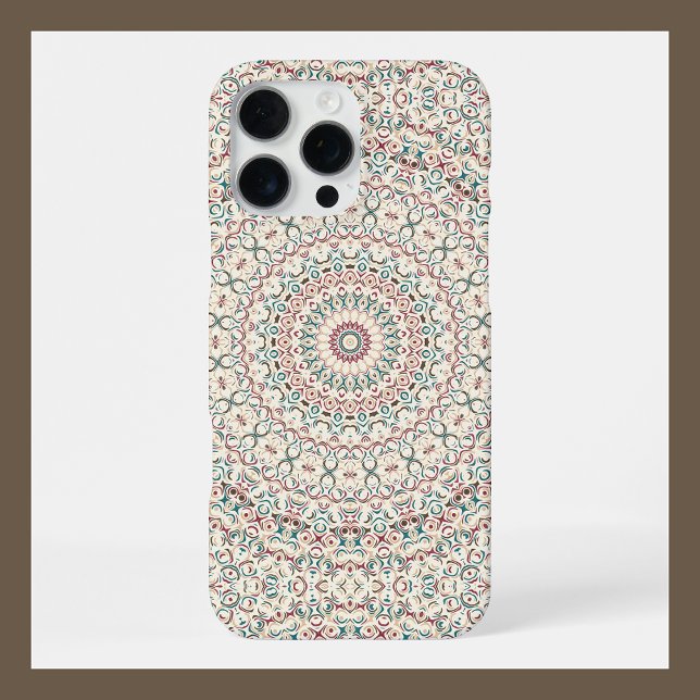 Intricate Geometric Mandala in Teal, Rose, & Sand iPhone Case (Creator Uploaded)