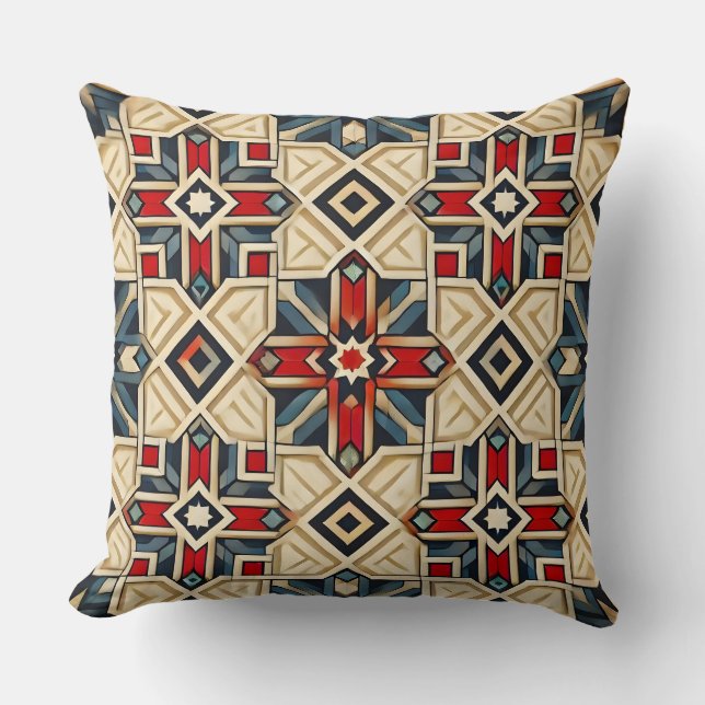 Intricate Geometric Pattern with Bold Colours Cushion (Front)