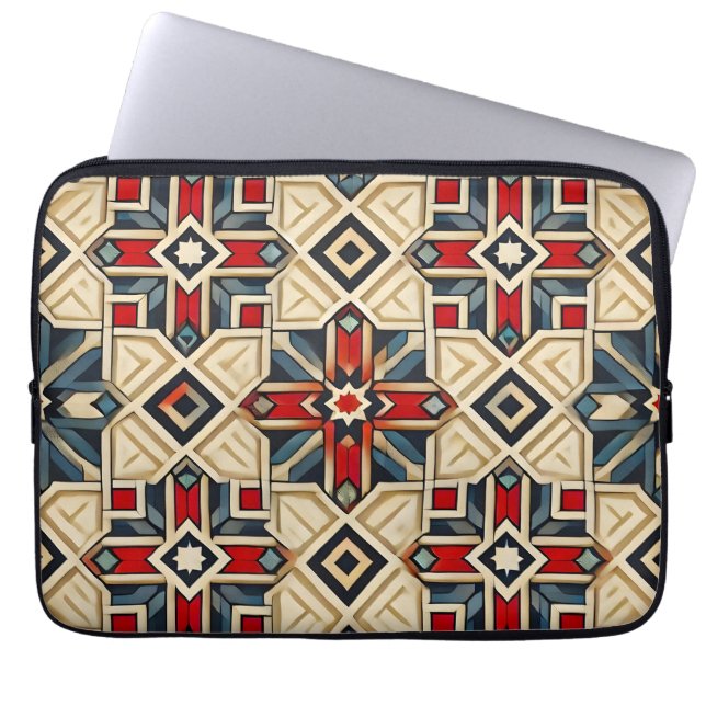 Intricate Geometric Pattern with Bold Colours Laptop Sleeve (Front)