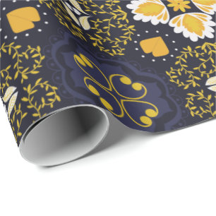 Intricate geometric pattern with dark blue  wrapping paper