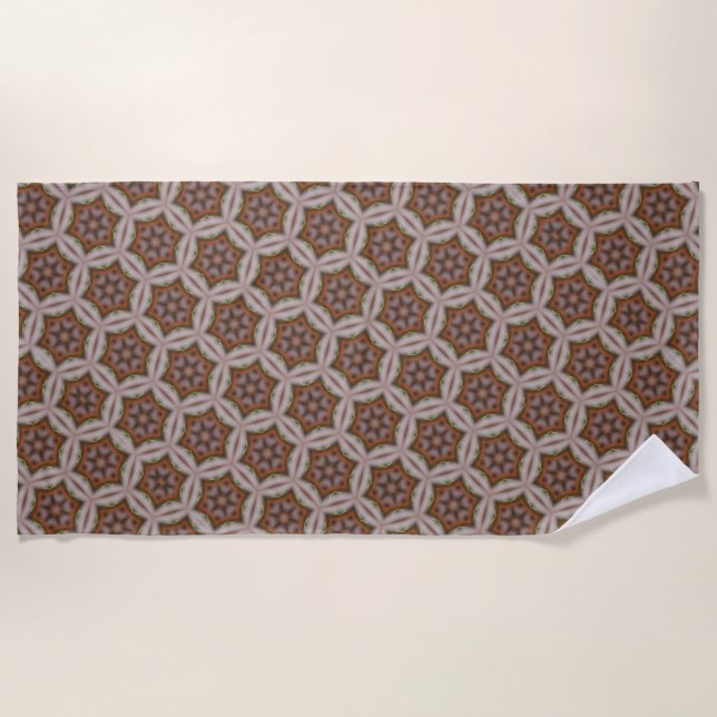 Intricate Geometric Star Pattern in Earth Tones Beach Towel (Front)
