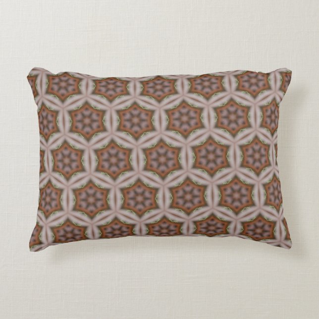 Intricate Geometric Star Pattern in Earth Tones Decorative Cushion (Front)