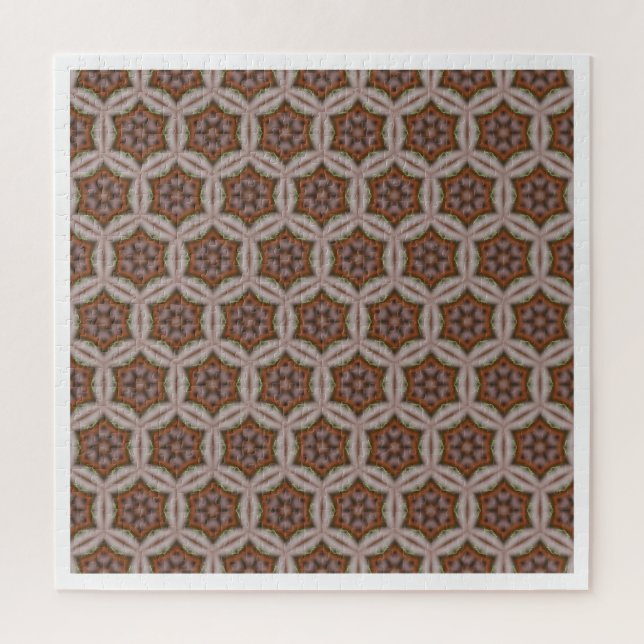 Intricate Geometric Star Pattern in Earth Tones Jigsaw Puzzle (Vertical)