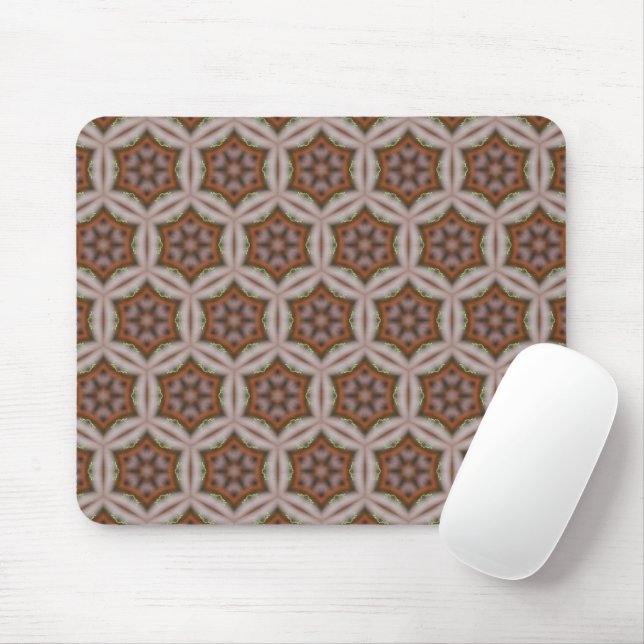Intricate Geometric Star Pattern in Earth Tones Mouse Pad (With Mouse)