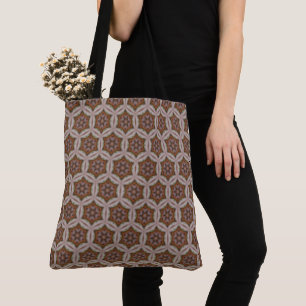Intricate Geometric Star Pattern in Earth Tones Tote Bag