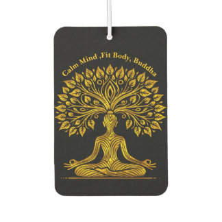 Intricate Gold Buddha Sculpture Car Air Freshener