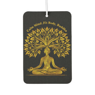 Intricate Gold Buddha Sculpture Car Air Freshener