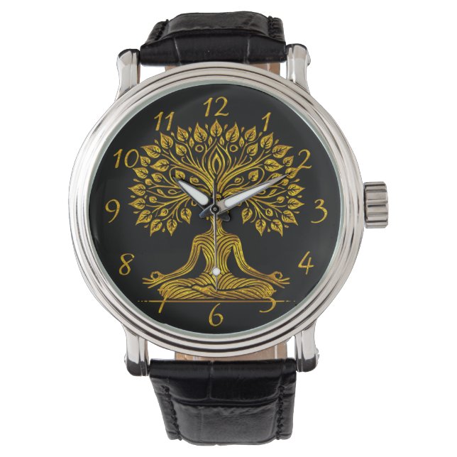 Intricate Gold Buddha Sculpture Watch (Front)
