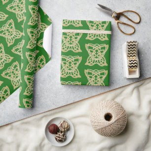 Intricate Gold Celtic Butterfly Pattern Wrapping Paper