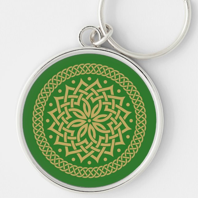 Intricate Gold Celtic Flower Mandala  Key Ring (Front)