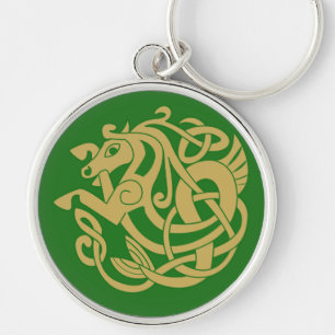 Intricate Gold Celtic Horse Pattern  Key Ring