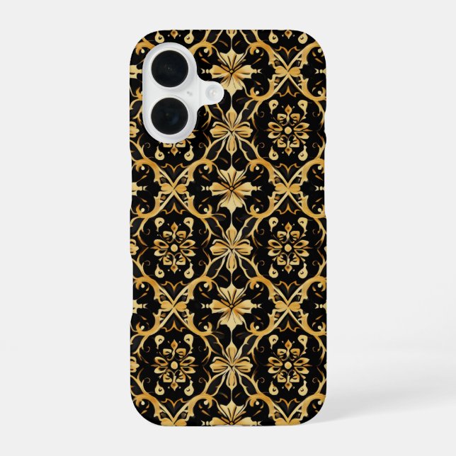 Intricate Gold Pattern iPhone 16 Case (Back)