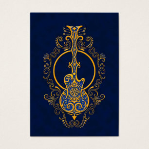 Intricate Golden Blue Guitar Design