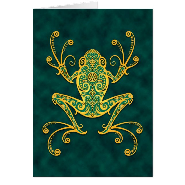 Intricate Golden Blue Tree Frog (Front)