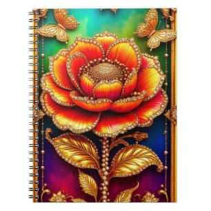 Intricate Golden Flower Art Notebook