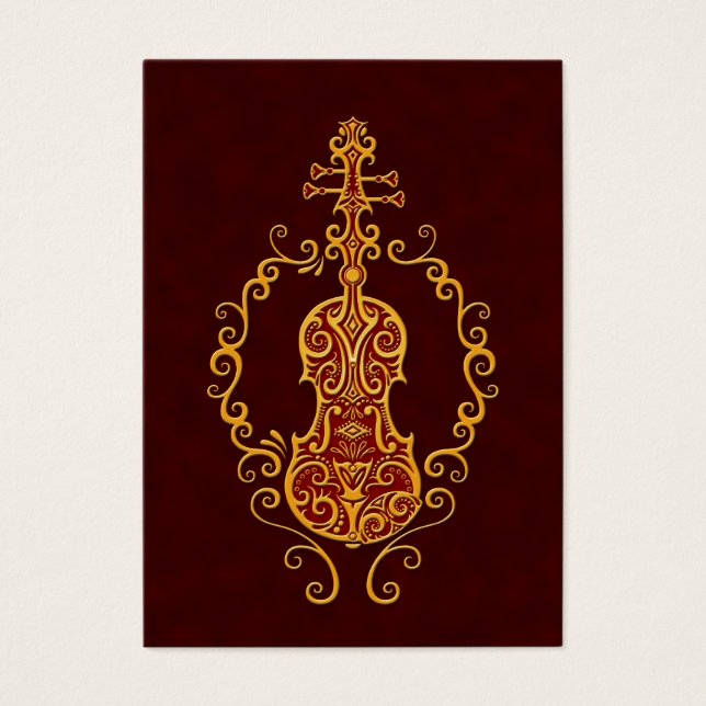 Intricate Golden Red Violin Design (Front)