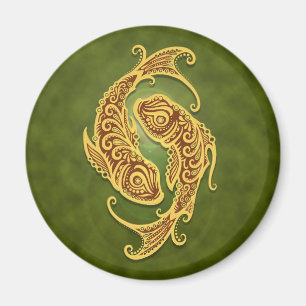Intricate Green Tribal Pisces Magnet