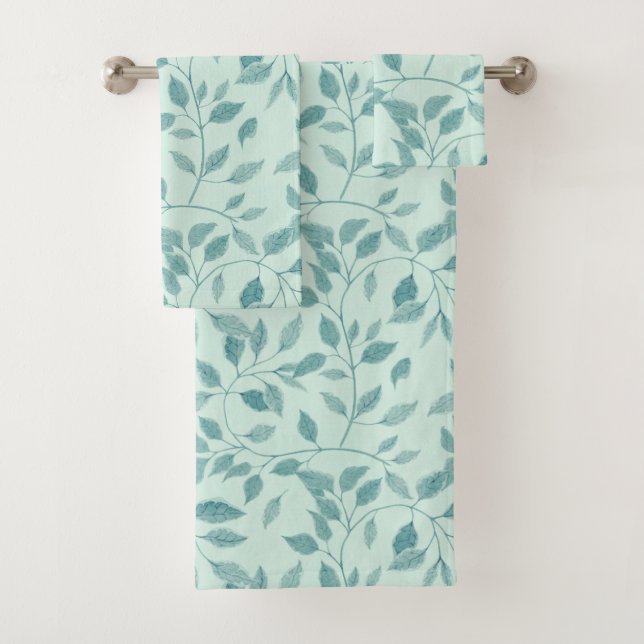 Intricate Ivy Botanical Pattern Bath Towel Set (Insitu)