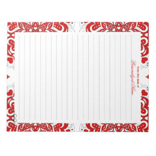 Intricate Love Notes - Red Lined Notepad