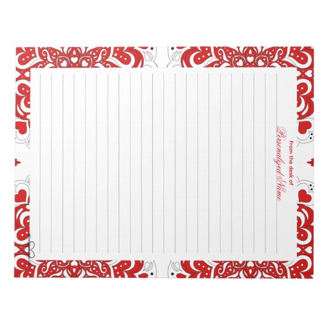 Intricate Love Notes - Red Lined Notepad (Front)
