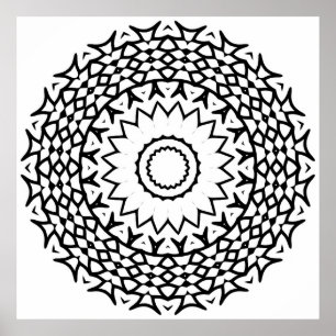 Intricate Mandala Colouring Page with Woven Patter Poster