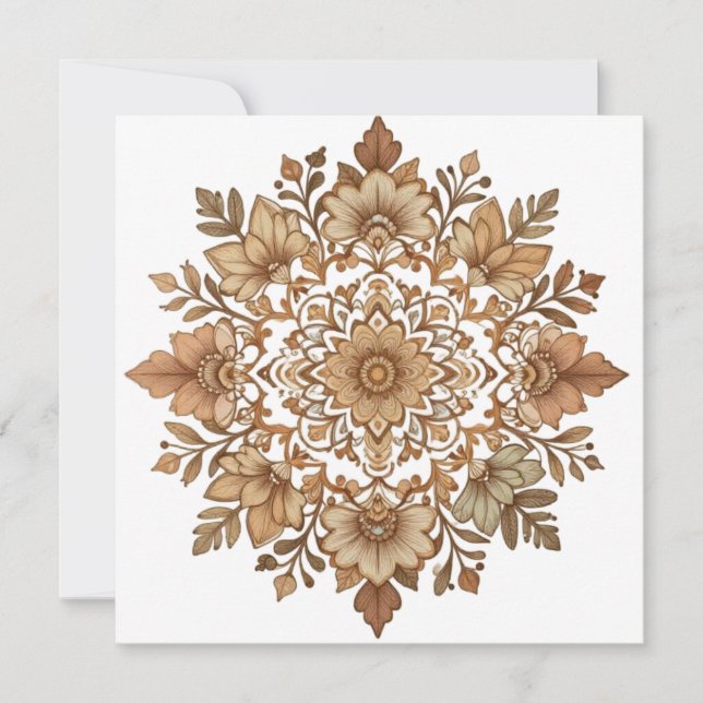 Intricate Mandala Floral Brown Tones Art (Front)