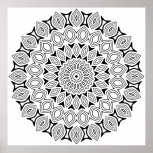 Intricate Mandala with Repeating Eye Motif Layers Poster