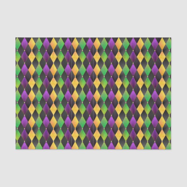 Intricate Mardi Gras Colours Diamond Argyle Tissue Paper (Front)