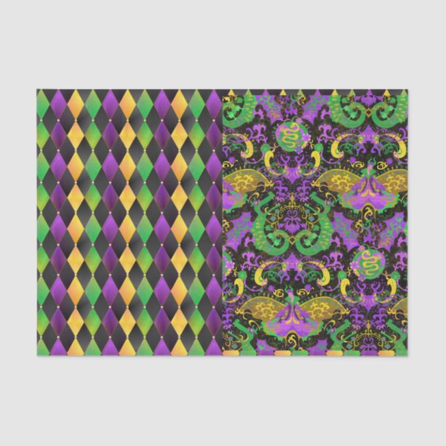 Intricate Mardi Gras Colours Dragon, Diamond Tissue Paper (Front)