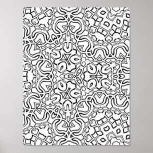 Intricate Moroccan Tile Pattern Colouring Page Art Poster