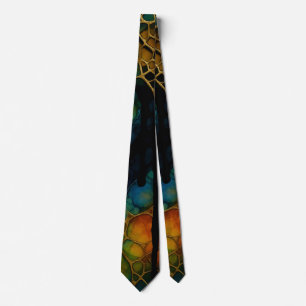 Intricate Multi-Layered Alcohol Ink Pattern Tie