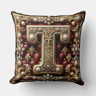 Intricate Ornate Letter T Decorated With Gold Cushion