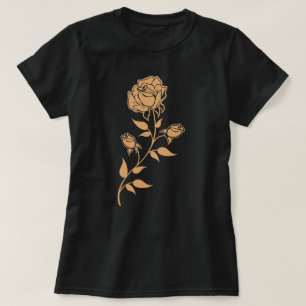 Intricate Ornate Rose Branch Floral Design T-Shirt