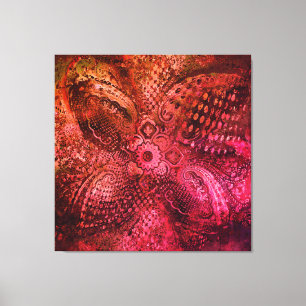 Intricate Paisley Motif in Dark Red Canvas Print